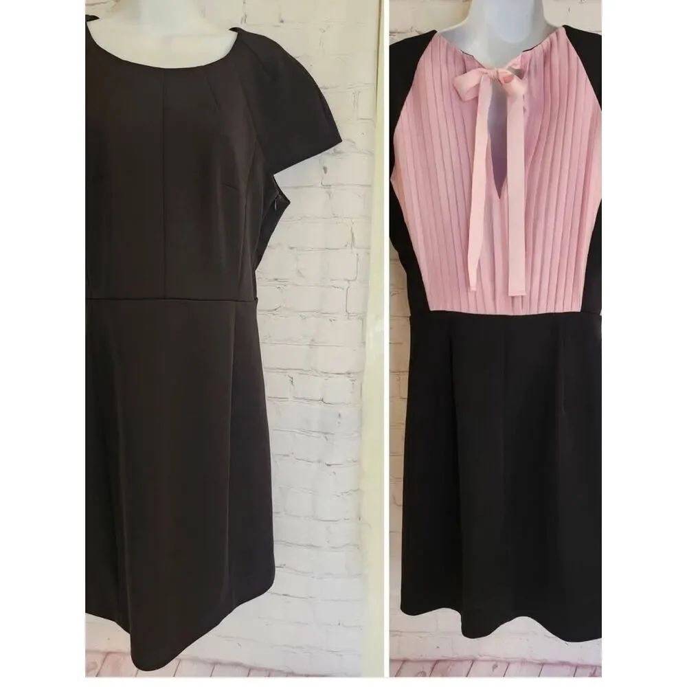 Sonia Sonia Rykiel Blck Wool Crepe Dress Pleated Pink Back Sz.10 US/40 EU $695